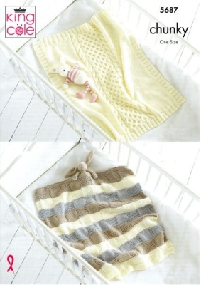 Knitting Pattern - King Cole 5687 - Ultra Soft Chunky - Baby Blankets